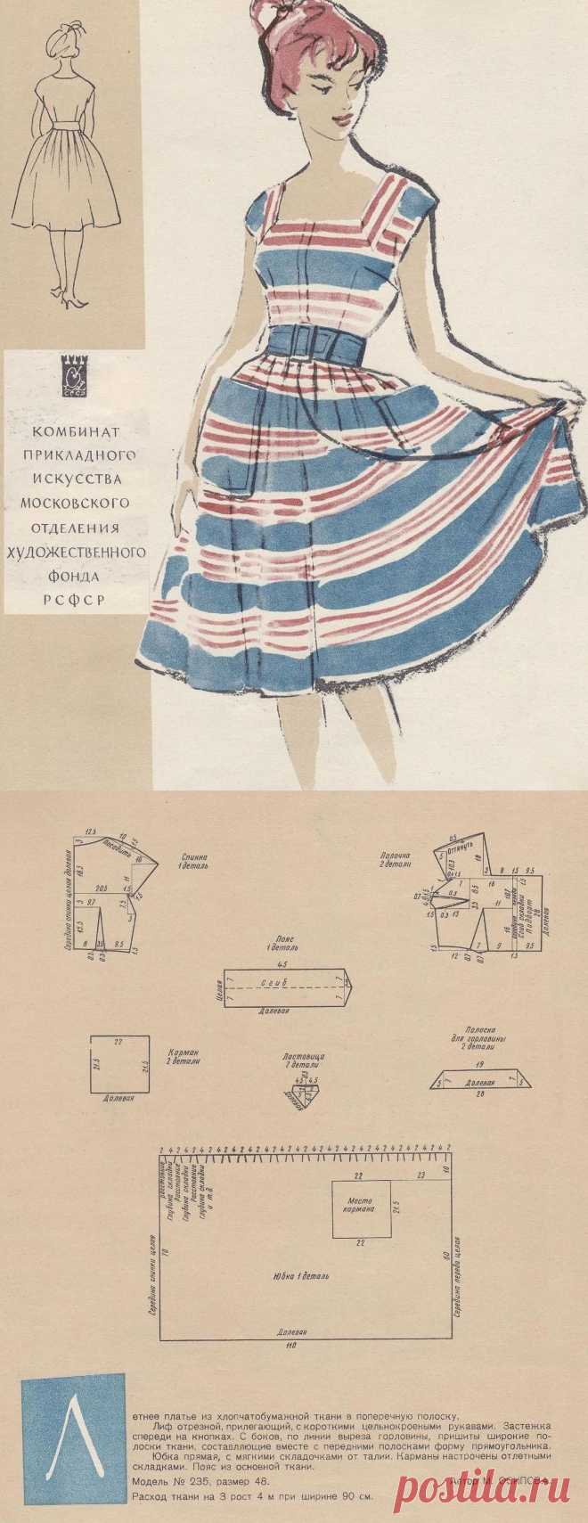 Летнее платье в поперечную полоску