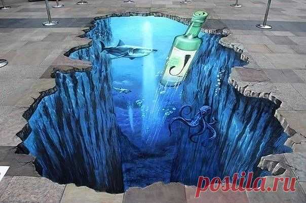 3D рисунки на асфальте