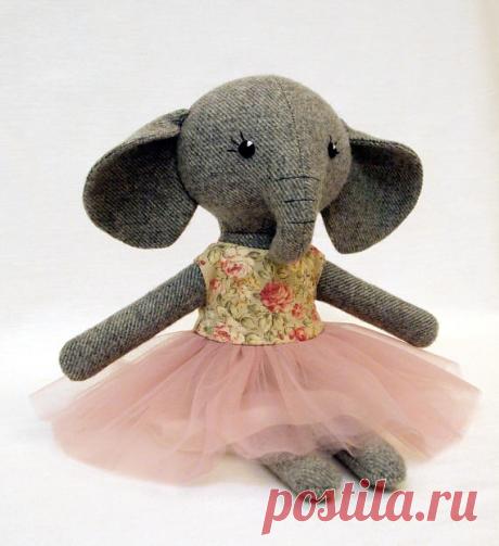 Gray Elephant Plush toy Stuffed animal doll Wool cashmere