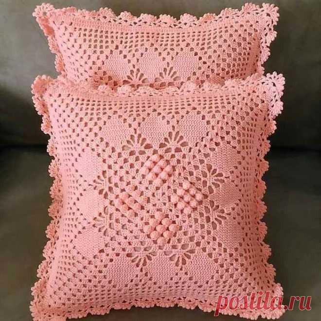 Уютная ажурная наволочка крючком. Схемы. / knittingideas.ru