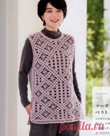 Жилет крючком. Схема | Женская одежда крючком. Схемы и описание
