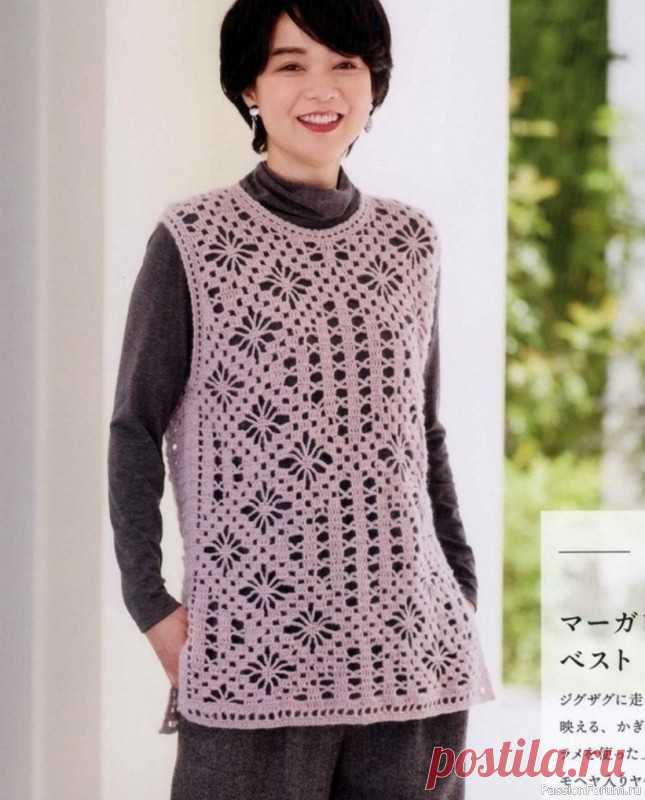 Жилет крючком. Схема | Женская одежда крючком. Схемы и описание