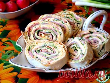 Рулет из лаваша с ветчиной, сыром и огурцами Кулинарный рецепт