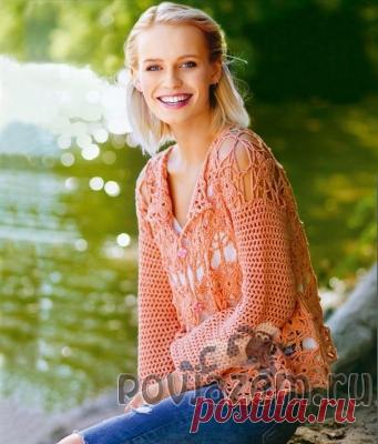 Розовый жакет крючком