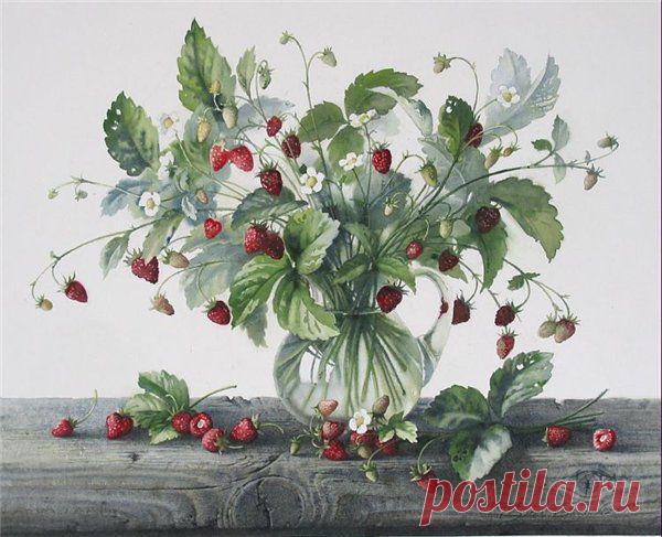 Цветочное да ягодное. Акварели Елены Базановой..