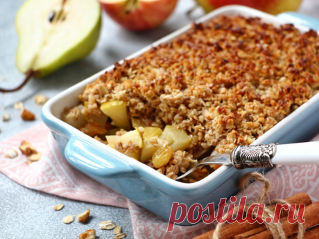 Крамбл с печеными яблоками, грушей и орехами - Нутрициолог Лиза Ароматный согревающий крамбл с хрустящей крошкой — это идеальный второй завтрак для выходного дня. Общее время приготовления: 50 минут Количество порций: ... Читать далее
