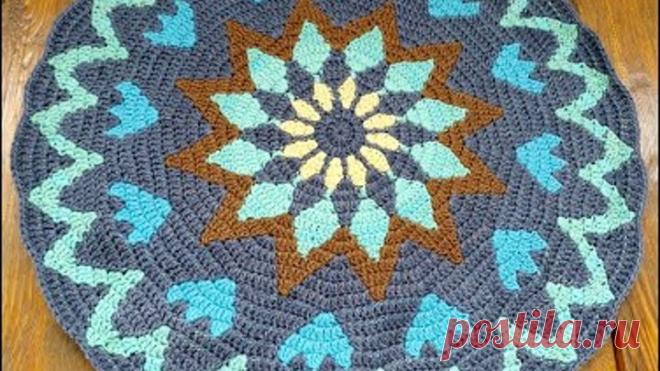 Узор крючком Разноцветный рисунок в круге