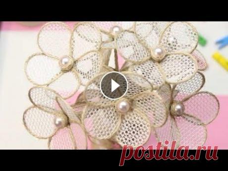 Цветы из джута своими руками.Простая идея Цветы из джута.Самый простой способ сделать цветы из джута и сетки серпянки. Декор из джута...