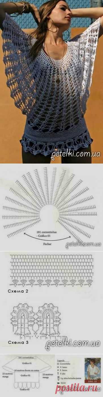 Вязаная туника-сетка. Схема, выкройка