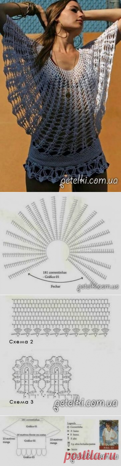 Вязаная туника-сетка. Схема, выкройка