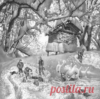 Грузинский художник рисует реалистичные зимние пейзажи простым карандашом
