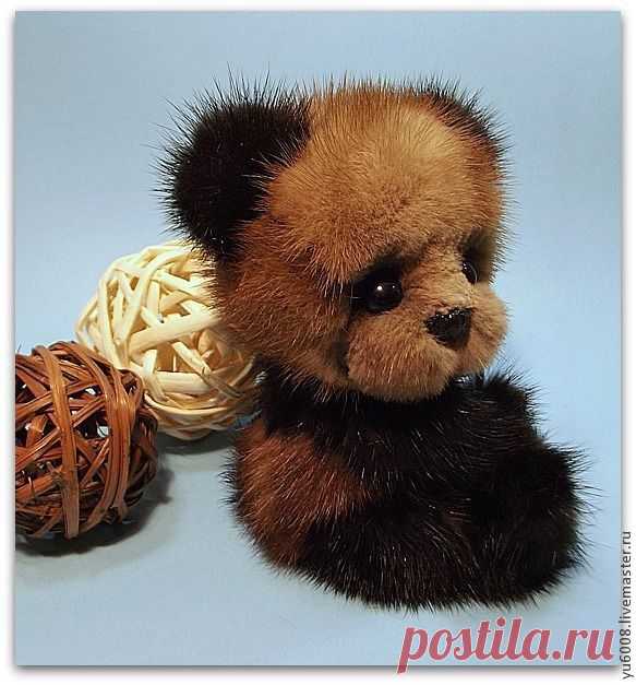 Норковый Мишка тедди Панда .Игрушка из натурального меха. - мишка тедди
