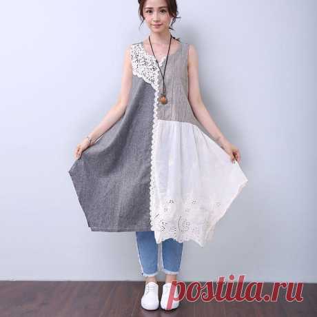 Splicing Summer Women Casual Sleeveless Dress – Buykud