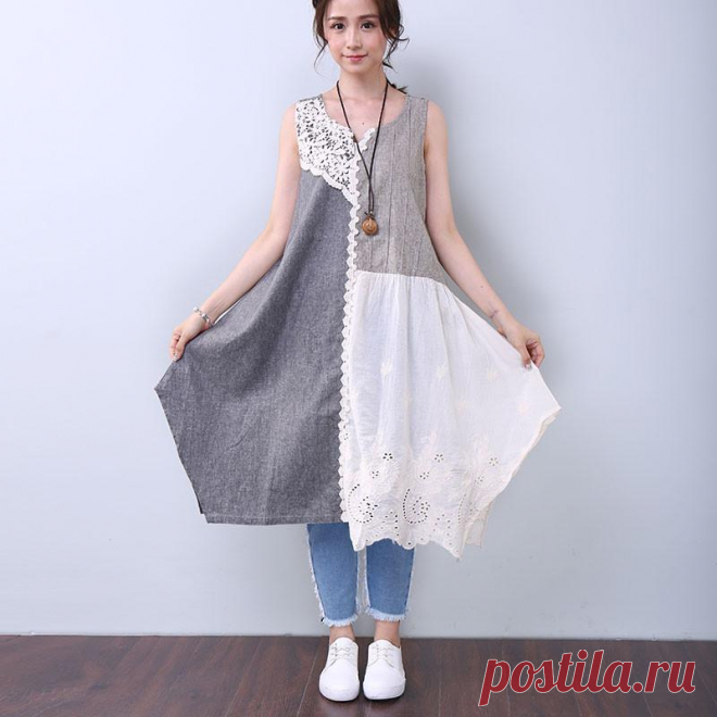 Splicing Summer Women Casual Sleeveless Dress – Buykud