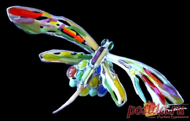 Витражная статуэтка. Изящное совмещение витражных технологий Тиффани и Фьюзинг.