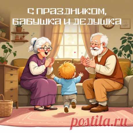 С Днем бабули и дедули!
Счастья, радости, добра!
Пусть печали лоб не хмурят,
Будет жизнь ярка, бодра. Открытки на День бабушек и дедушек!