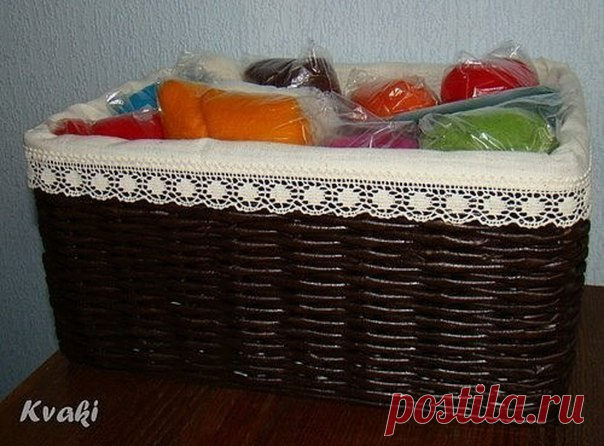 Плетение из газет. Корзинка / Необычные поделки
