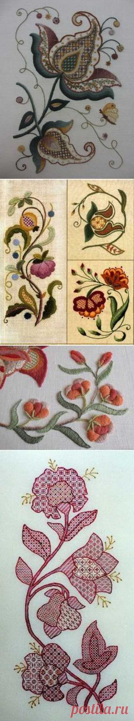 Gorgeous crewel embroidery by Anna Scott! Click through for close-ups and detail photos. | Crewel