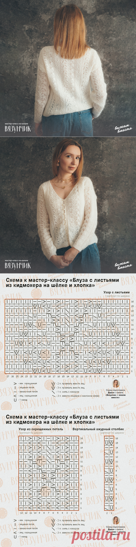 Долгожданный мастер-класс по воздушной блузе с листьями из кидмохера на шелке | Вязунчик — вяжем вместе | Яндекс Дзен