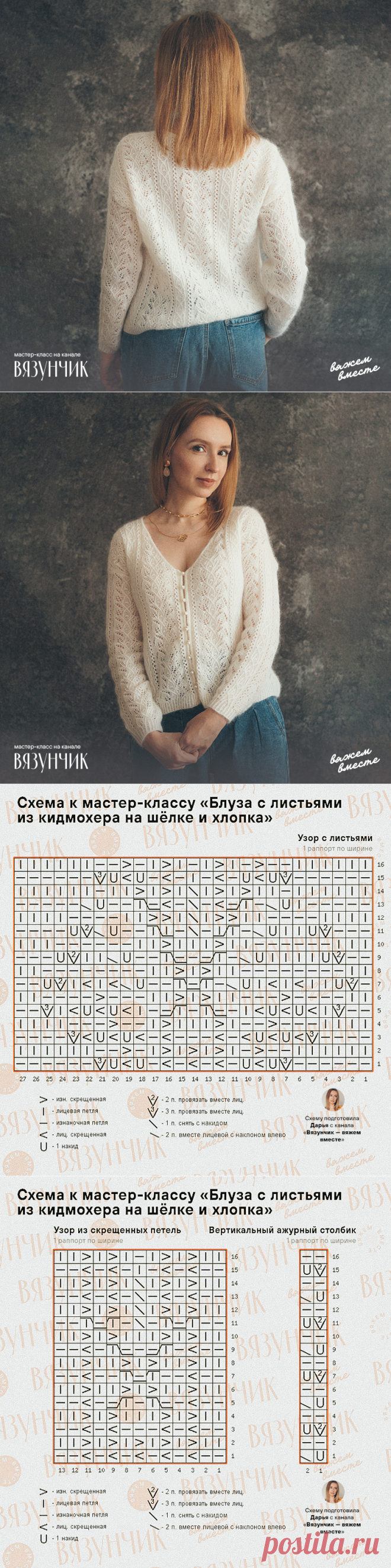 Долгожданный мастер-класс по воздушной блузе с листьями из кидмохера на шелке | Вязунчик — вяжем вместе | Яндекс Дзен