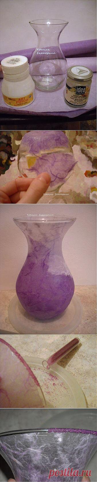 Декупаж - Сайт любителей декупажа - DCPG.RU | Работа с рисовой бумагой: декор вазы