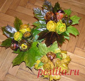 Розы из кленовых листьев.ЗДЕСЬ:др.цветы,шаблоны--- http://хоббидома.com/cvety