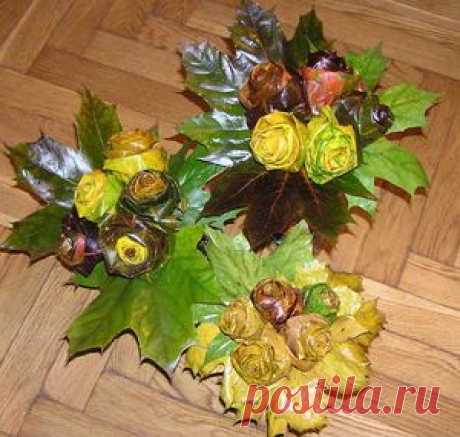 Розы из кленовых листьев.ЗДЕСЬ:др.цветы,шаблоны--- https://хоббидома.com/cvety