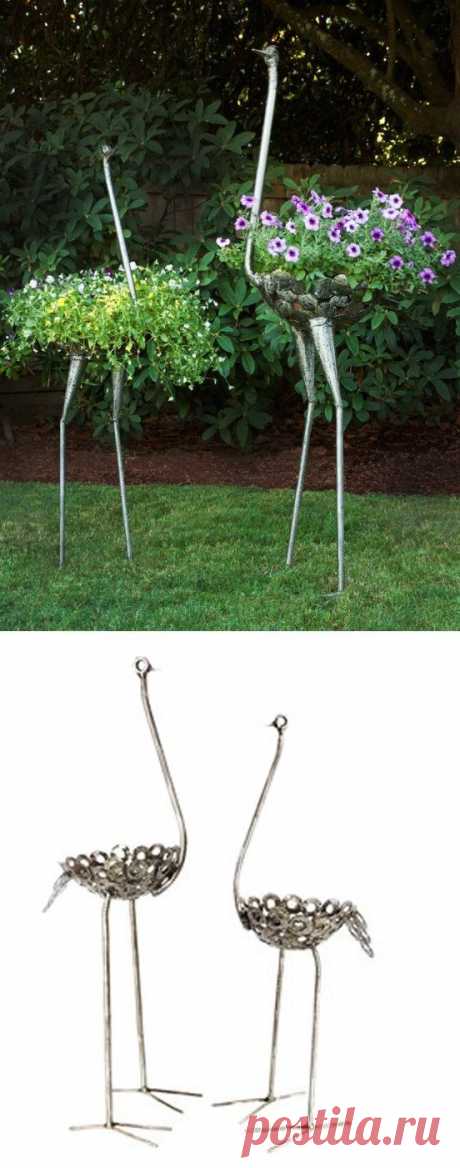 Swahili Kenyan Recycled Metal Ostrich Plant Holders