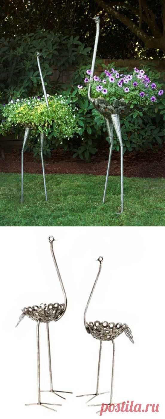 Swahili Kenyan Recycled Metal Ostrich Plant Holders