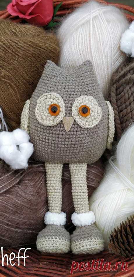 PDF Сова в стиле Тильда крючком. FREE crochet pattern; Аmigurumi bird patterns. Амигуруми схемы и описания на русском. Вязаные игрушки и поделки своими руками #amimore - Сова, совушка, совёнок, птица, птичка.