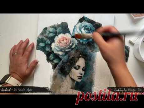 MIxed Media Canvas Tutorial #decoupage #mixedmedia #craftangles #hndmd #canvas #mixedmediaart