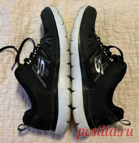 Skechers Womens 8.5 Summit 12997 Black White Soles Shoes Sneakers Lite Weight | eBay
