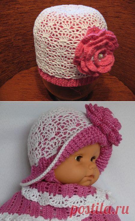 Вяжем крючком шапка цветок