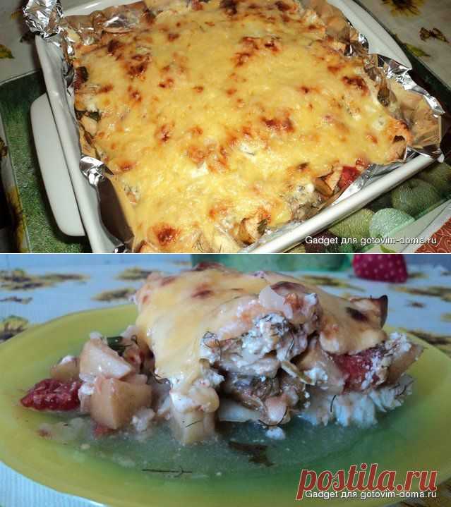 Рыба, запеченная с помидорами и яблоками • Запеканки из рыбы