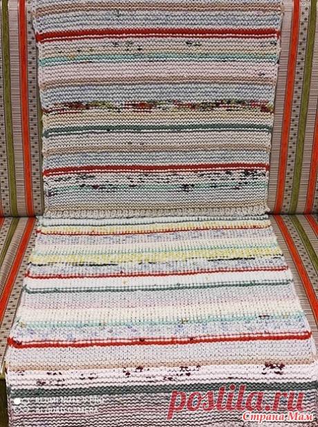 Коврик из трикотажной пряжи спицами (их футболок) - Страна Мам
