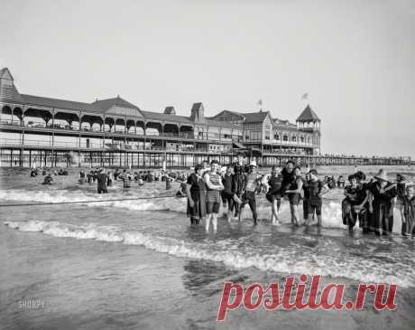 The Iron Pier: 1903 1903. "Bathers and the Iron Pier -- West Brighton Beach, Coney Island, N.Y." 8x10 inch dry plate glass negative, Detroit Photographic Company.