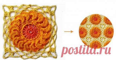 Квадрат с объемным цветком.