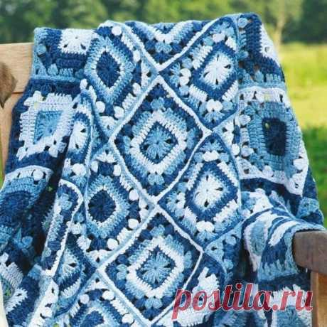 Плед из квадратных мотивов, крючком. Схемы. / knittingideas.ru