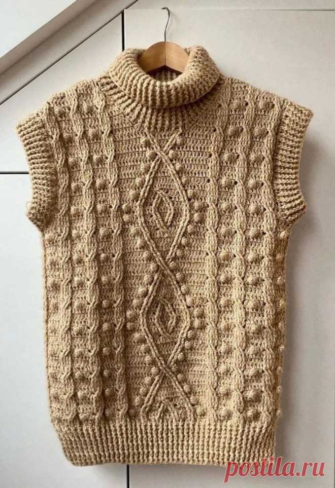 Безрукавка с высоким воротником крючком Сейчас всем нам, как никогда, нужна поддержка. Что мы, рукодельницы, можем сделать? Конечно же, наполнять пространство вокруг себя добром и созиданием. Давайте продолжать заниматься творчеством, вязать, вдохновлять и поддерживать своих коллег по творчеству! Делитесь своими работами,...