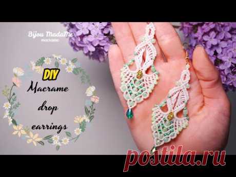 DIY elegant macrame drop earrings | How to make macrame earrings with beads