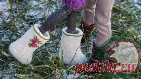 Обувь для кукол - Валенки. How to make Felt Boots for dolls.