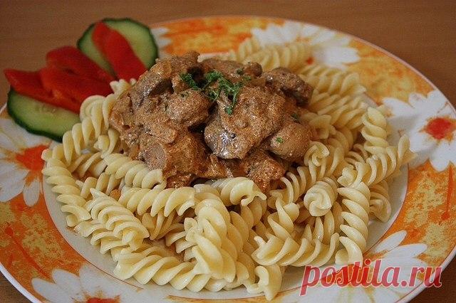 Макароны с печенью в мультиварке