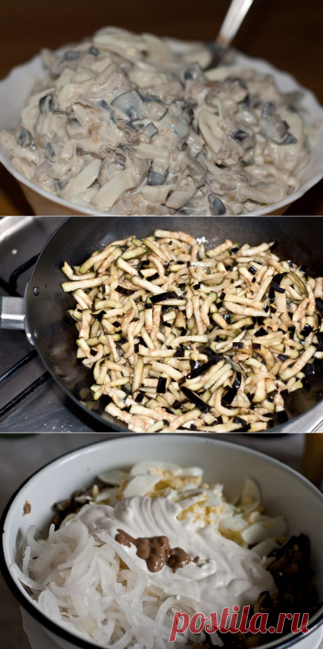Салат баклажановый с яйцами и луком