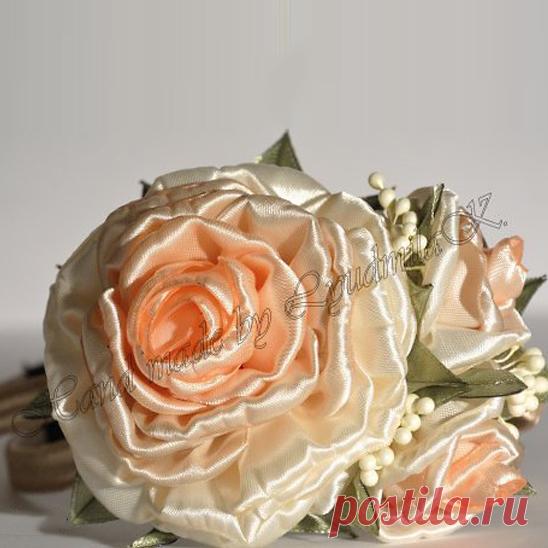 Как сделать розу из атласных лент