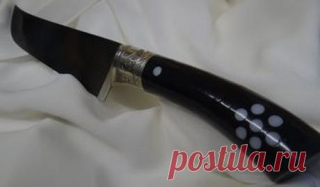 Нож из стали ШХ15 (подшипник) с рукоятью из рога быка,больстер мельхиор