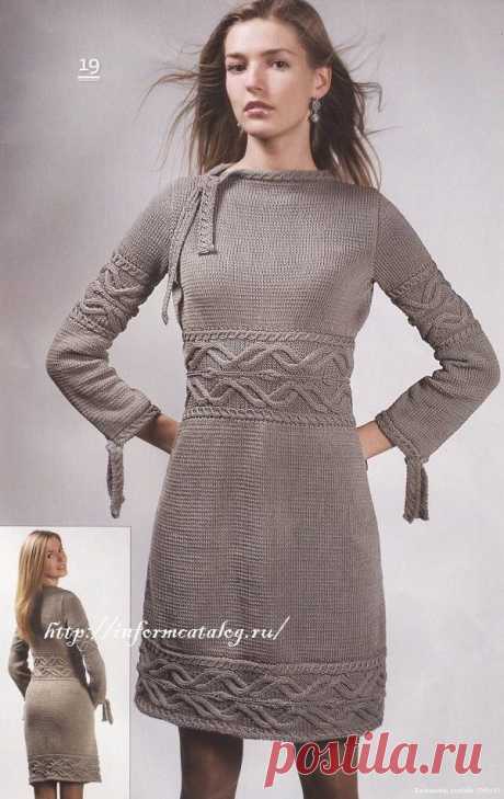 Серое Платье из Хлопка Спицами | Ниточка
