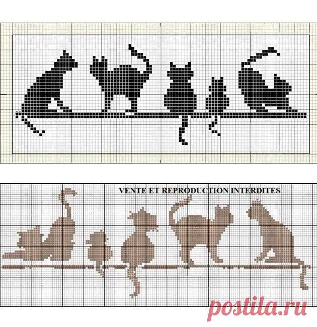 Какая же милота! Схема жаккардовых котят.