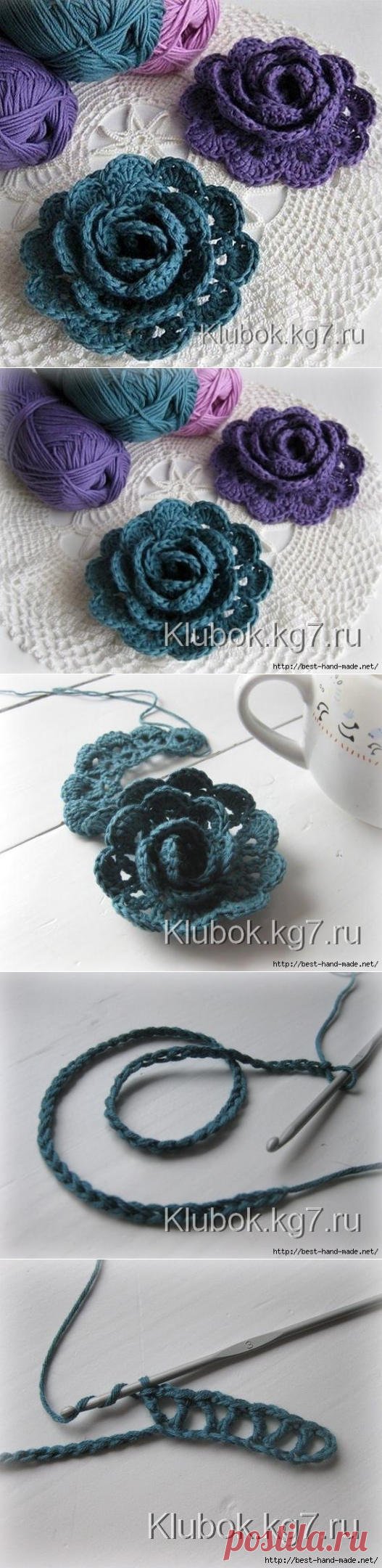 Цветы крючком от Ninuska, Голландия. Мастер-класс | Клубок