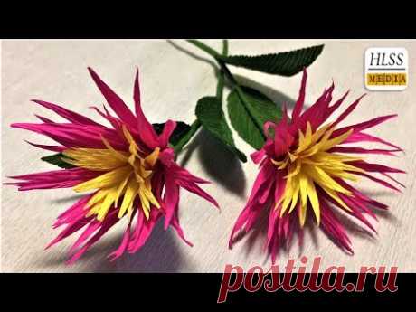 Super easy way to make paper flower| Crepe paper flower making tutorials| Paper crafts