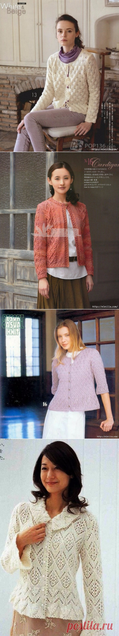 Короткие вязаные жакеты на пуговицах.